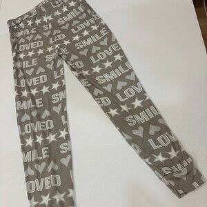 AQUA LOUNGE x KERRI ROSENTHAL Lounge/Pajama Pants Heather Gray Smile/Love Sz M